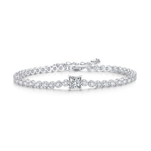 צמיד מויסנייט Princess Cut 1 קראט | כסף 925 | מידה מתכווננת