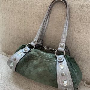 תיק כתף בודד ירוק-כסף בסגנון ויפ',גנסטון
