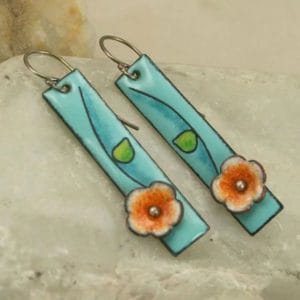 עגילי טיפה פרחוניים וינטג' אקווה